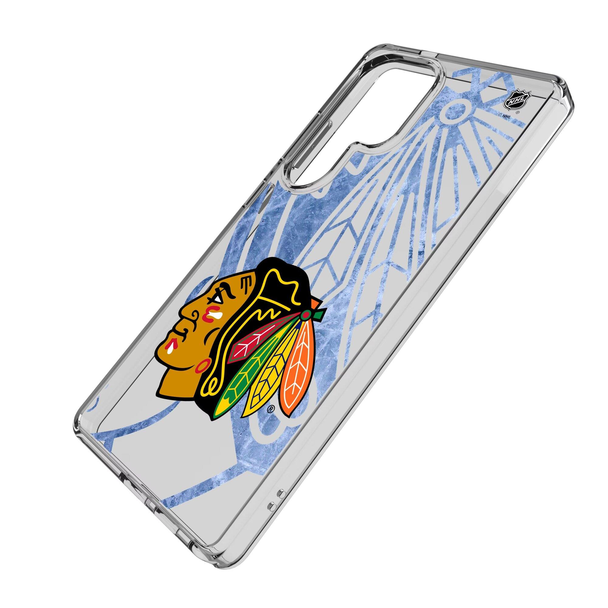 Alt View 1. Keyscaper - Chicago Blackhawks Galaxy Clear Ice Case - S23 Ultra - Multicolor.