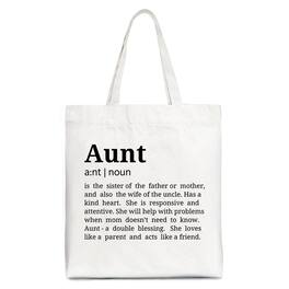 OrnamentallyYou - Aunt Definition Canvas Tote Bag, Funny Family Gift Shopper - White