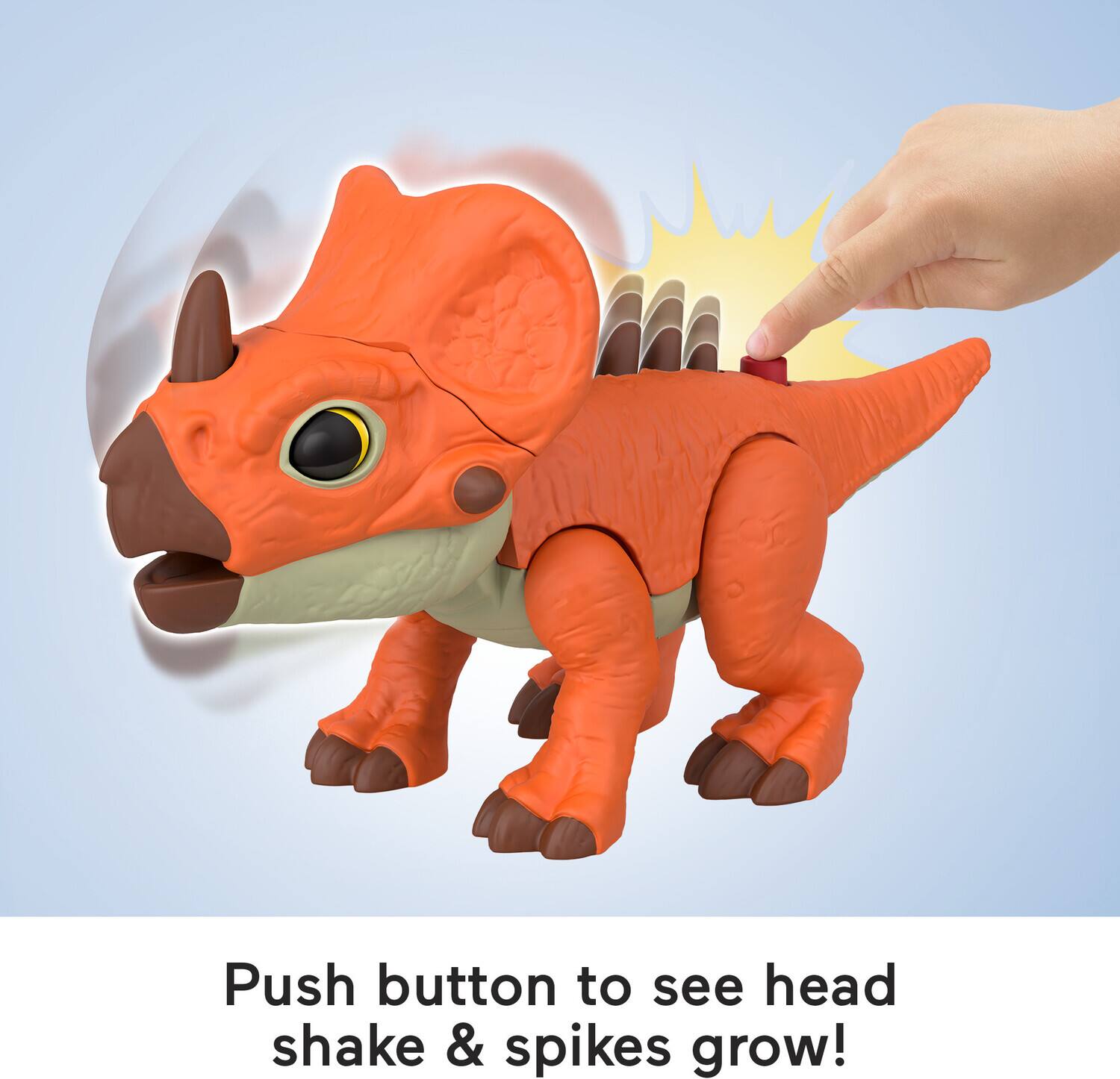 Push button to see head shake & spikes grow!
