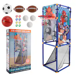 Topteng - 5-in-1 Multi-Sport Toss Game Set -Football, Baseball, Basketball, Rugby & Fly Ball with 15+ Accessories for Kids Ages 3+