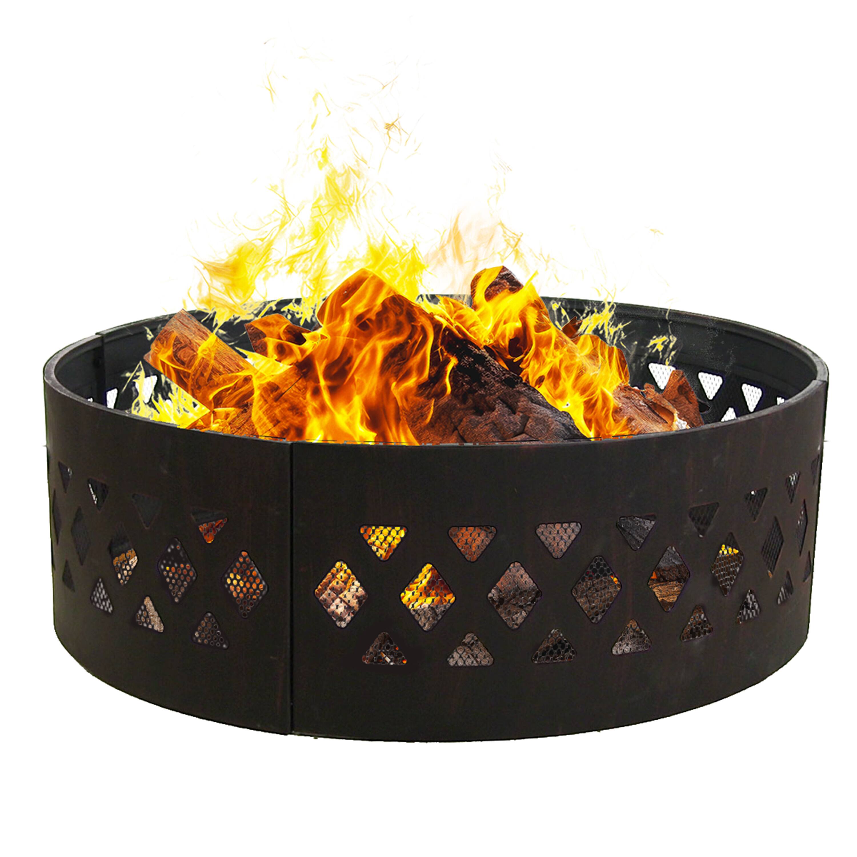 Sunnydaze - 36 in Crossweave Steel Wood Burning Fire Pit Ring with Poker - Black price history on PriceWatchPro