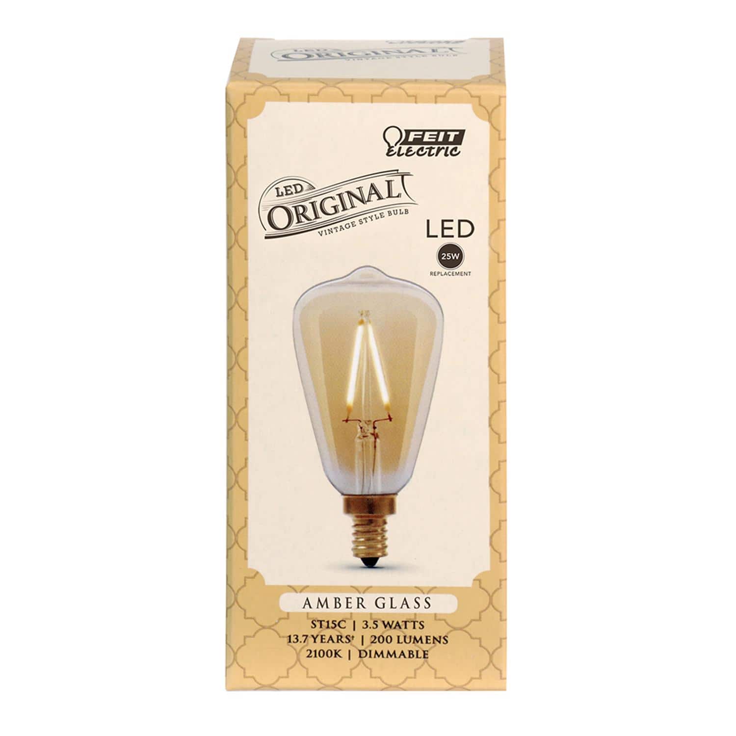 FEIT ELECTRIC - Feit ST15 E12 (Candelabra) Filament LED Bulb Amber Soft White 25 Watt Equivalence 1 pk