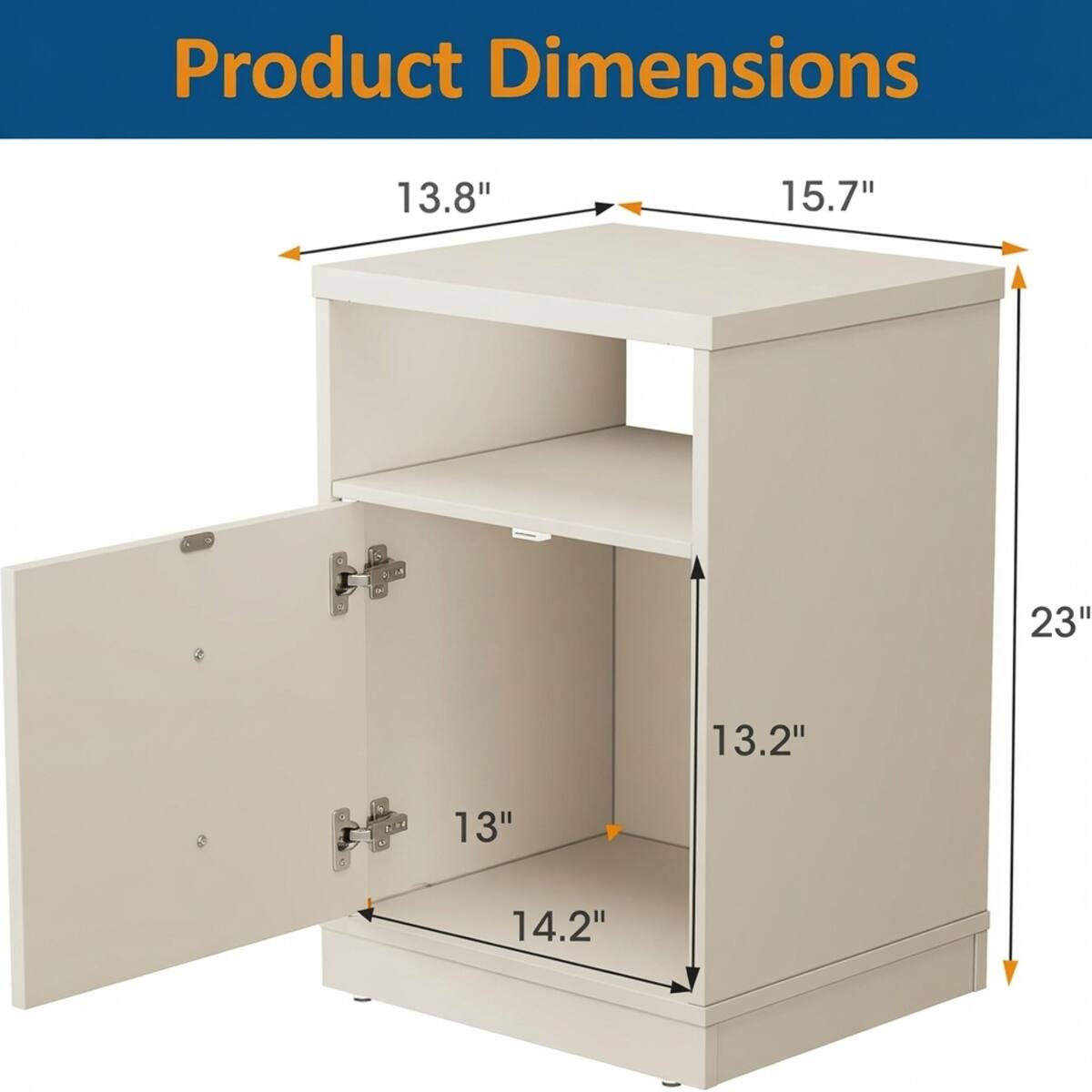 Product Dimensions
13.8"
15.7"
23"
13.2"
13"
14.2"