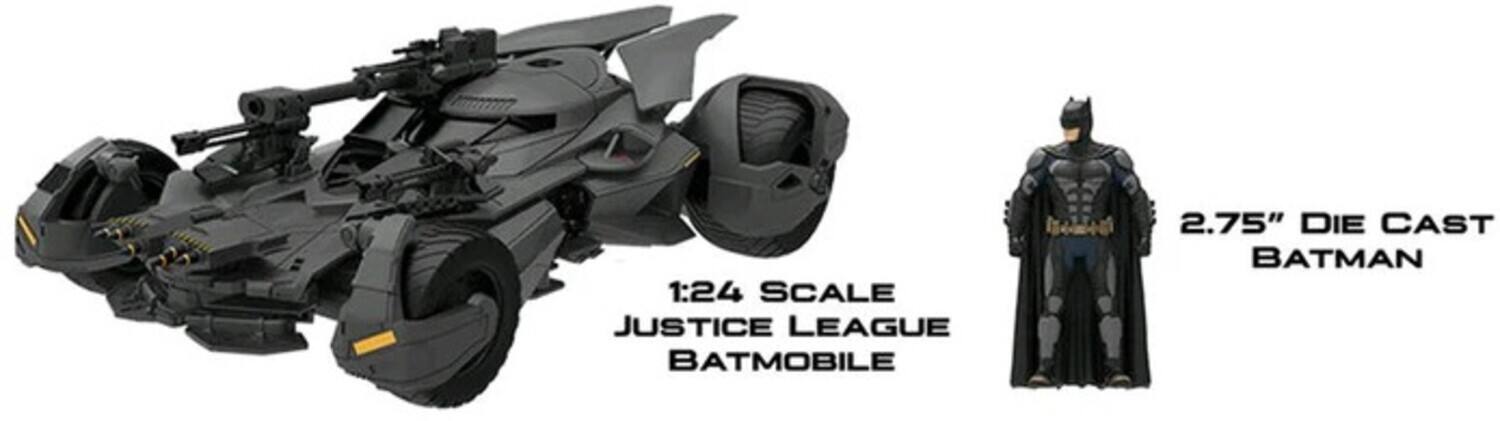 1:24 Scale Justice League Batmobile, 2.75" Die Cast Batman