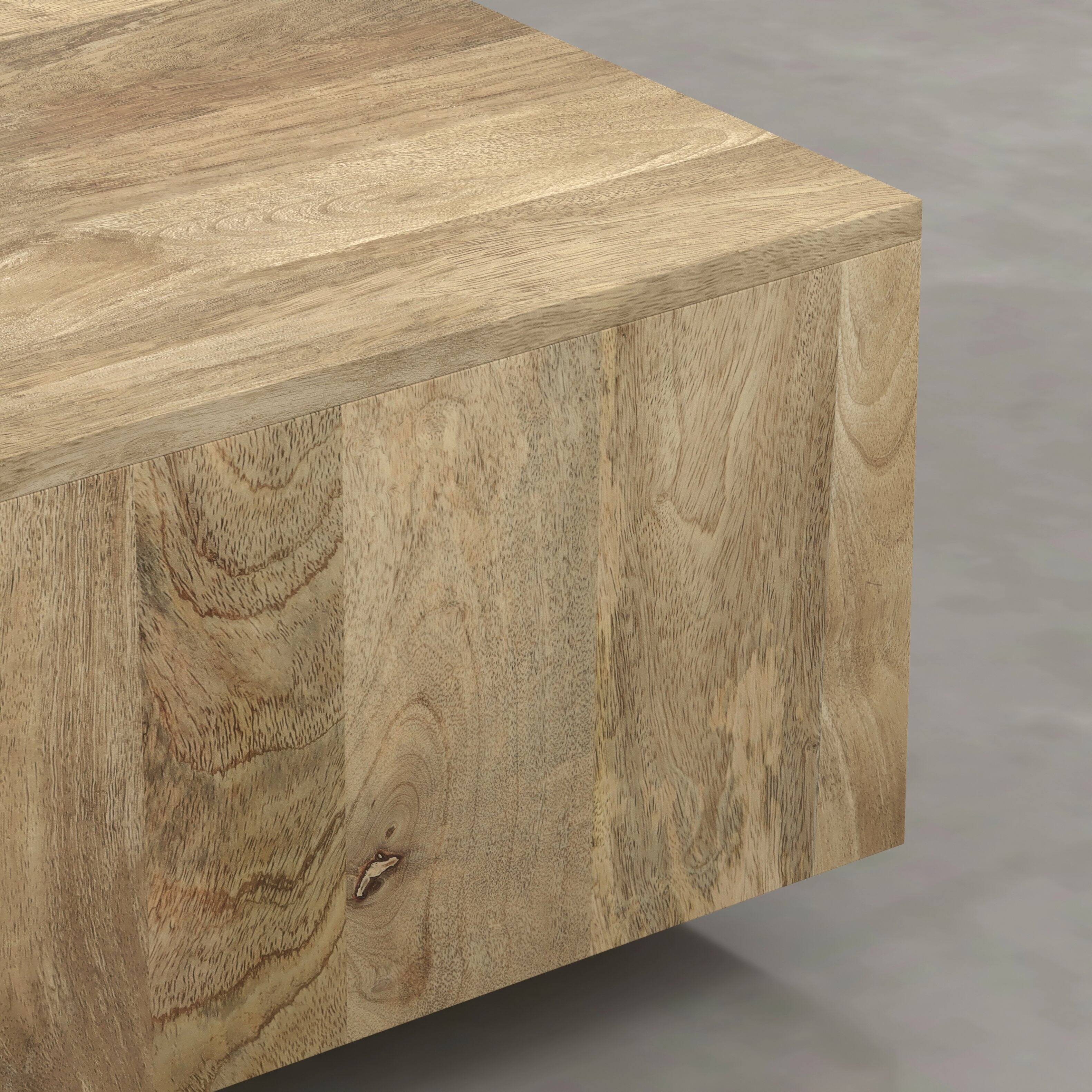 Alt View 1. Simpli Home - Lockhart 30 inch Wide Solid Mango Wood Square Coffee Table, Natural Blonde - Natural Blonde.
