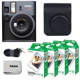 Fujifilm - Instax Mini 40 Bundle: Camera, Groovy Case, 40 Film Sheets & Cleaning Cloth - Black