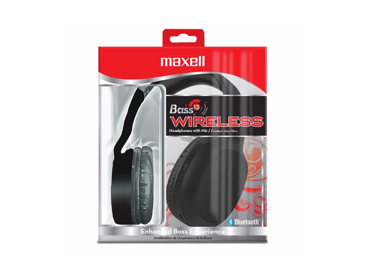 Maxell - Bass 13 Wireless Headphone with Mic, 199793 - Black