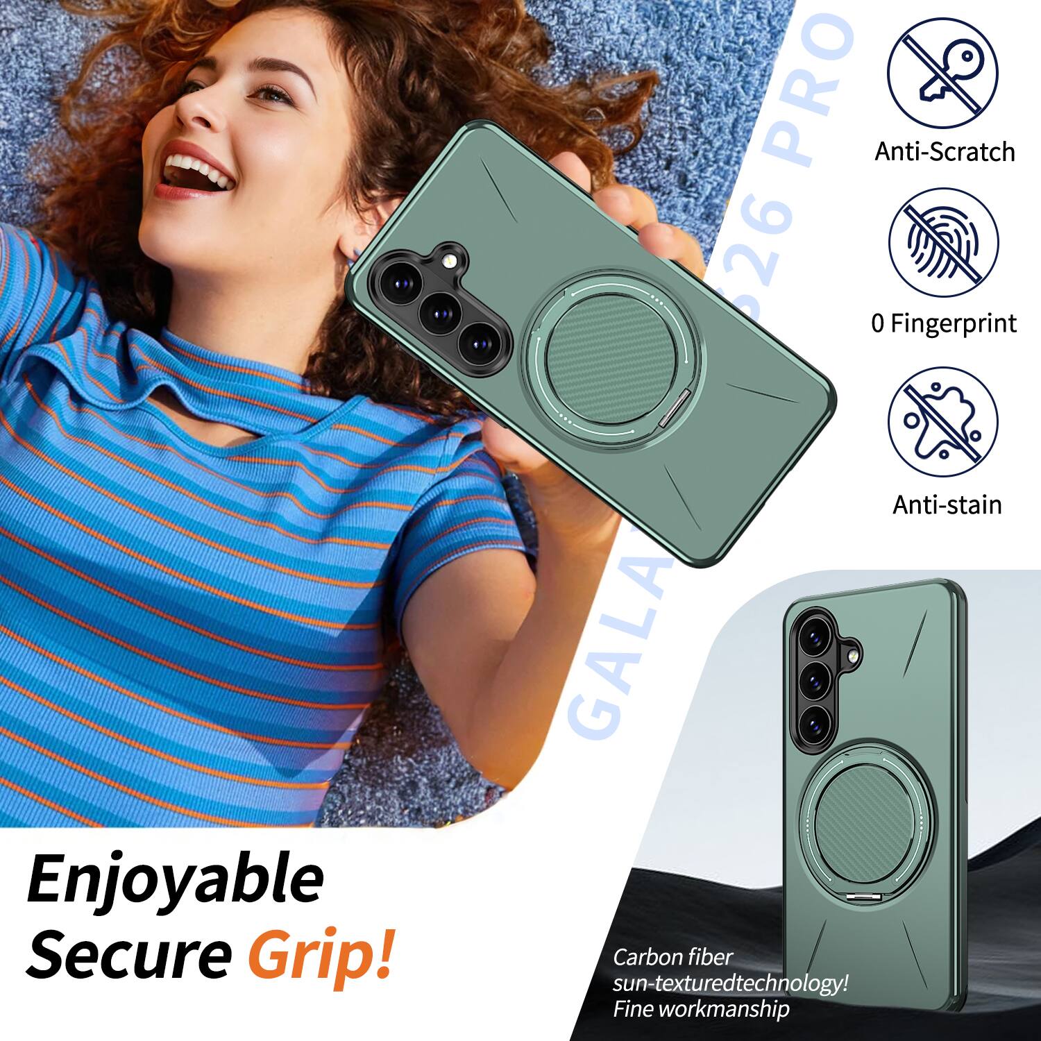 PRO Anti-Scratch 626 0 Fingerprint Enjoyable Secure Grip! Anti-stain GALA Carbon fiber sun-textured technology! Fine workmanship