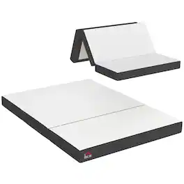 PULUZ - Trifold Mattress, 6 Inch Memory Foam Mattress for Guest, Camping, RV, Travel, Yoga, Made in USA, 75 inch x 54 inch x 6 i - White