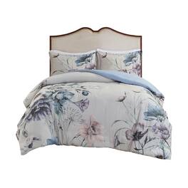 Gracie Mills - Kyrie 3-Piece Cotton Printed Duvet Cover Set - Blue