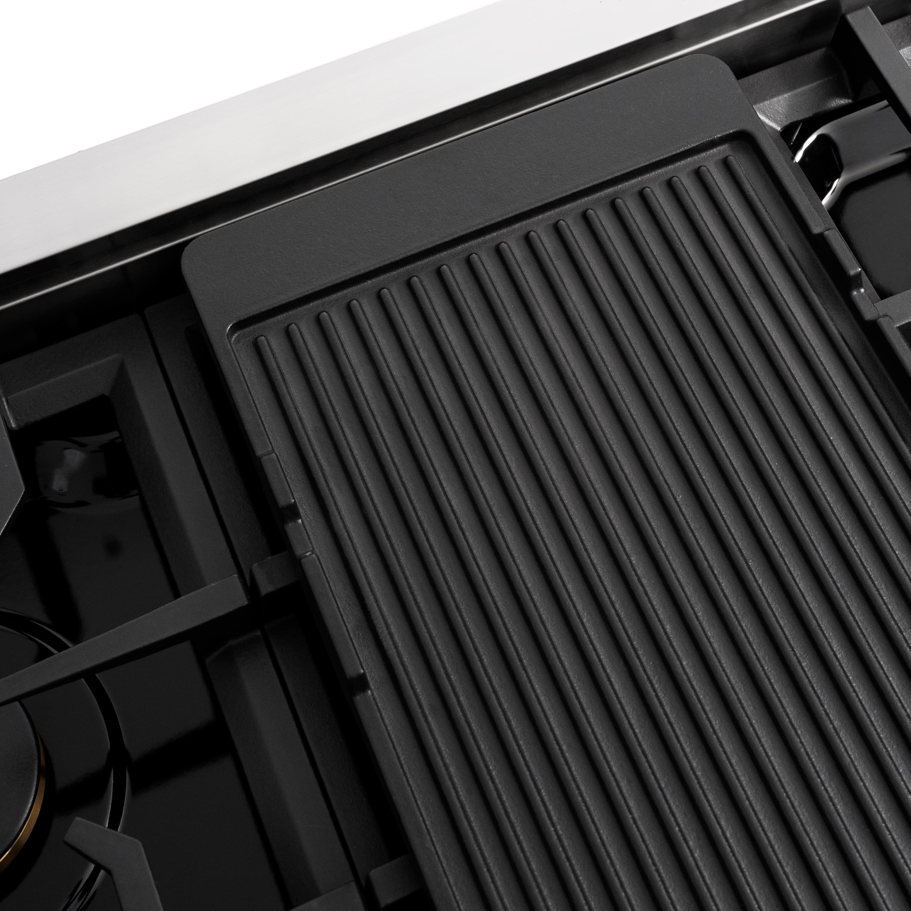 Alt View 12. ZLINE - ZLINE 48 in. Paramount Gas Rangetop with 8 Brass Burners and Porcelain Cooktop (SRT-BR-48) - Stainless Steel.