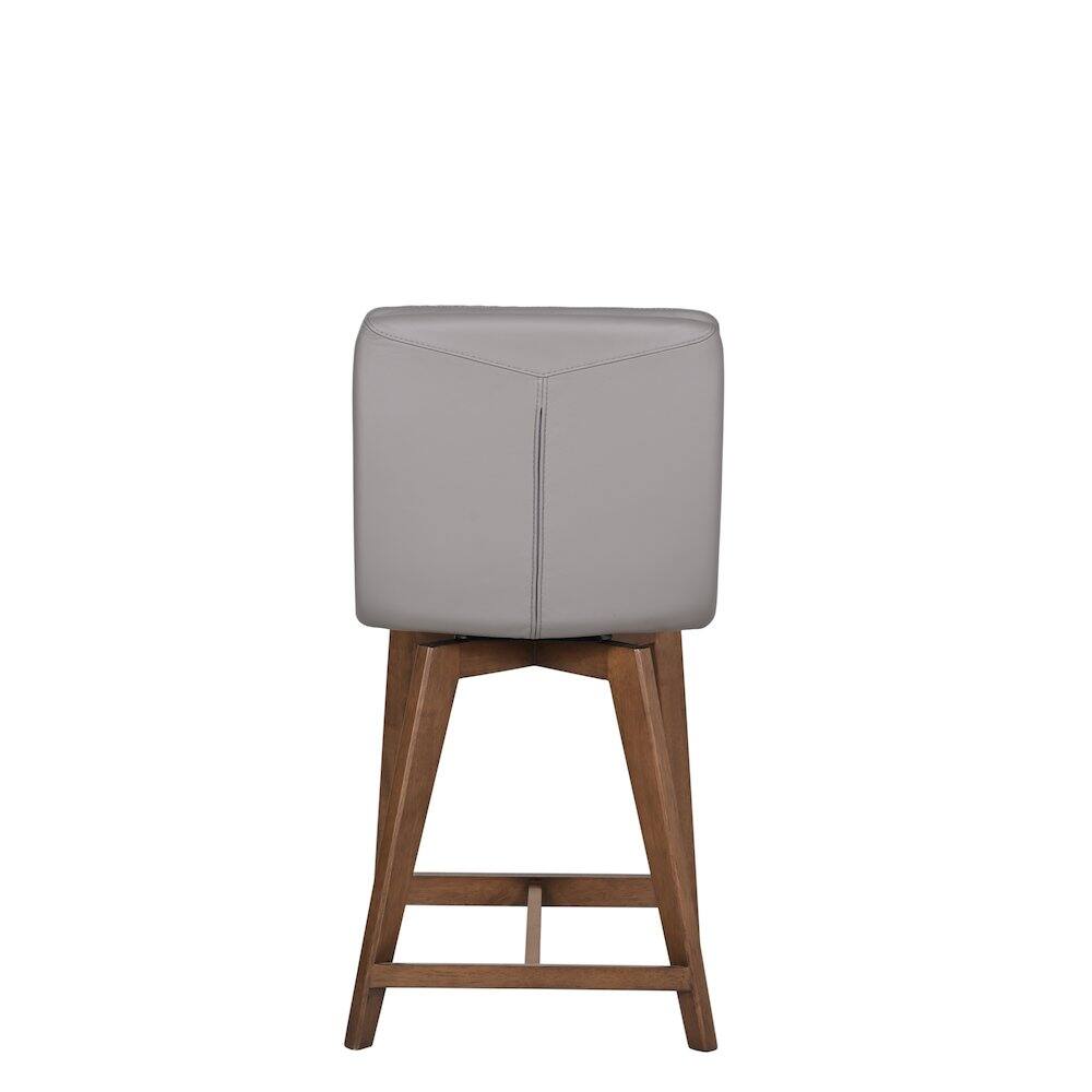 Angle. Porter Designs - Castor Genuine Leather Dining Chair - Gray.