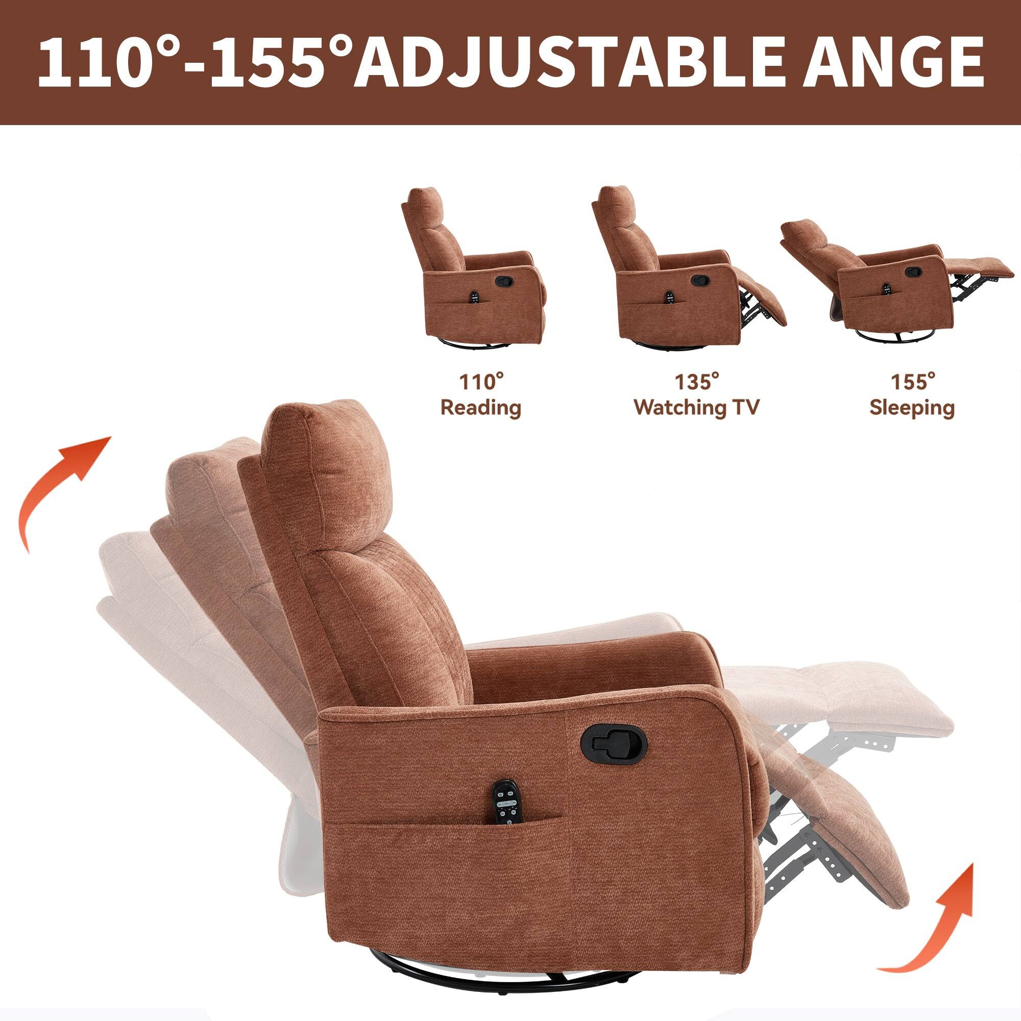 110°-155° ADJUSTABLE ANGLE

110° Reading  
135° Watching TV  
155° Sleeping
