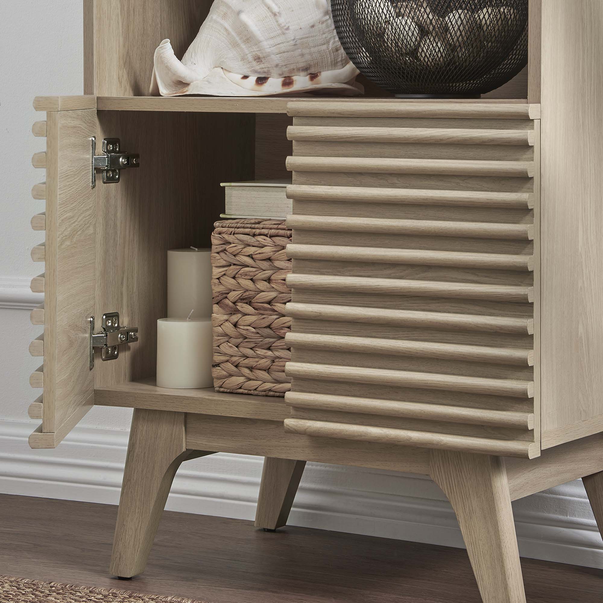 Alt View 1. Modway - Render Display Cabinet Bookshelf by Modway - Oak.