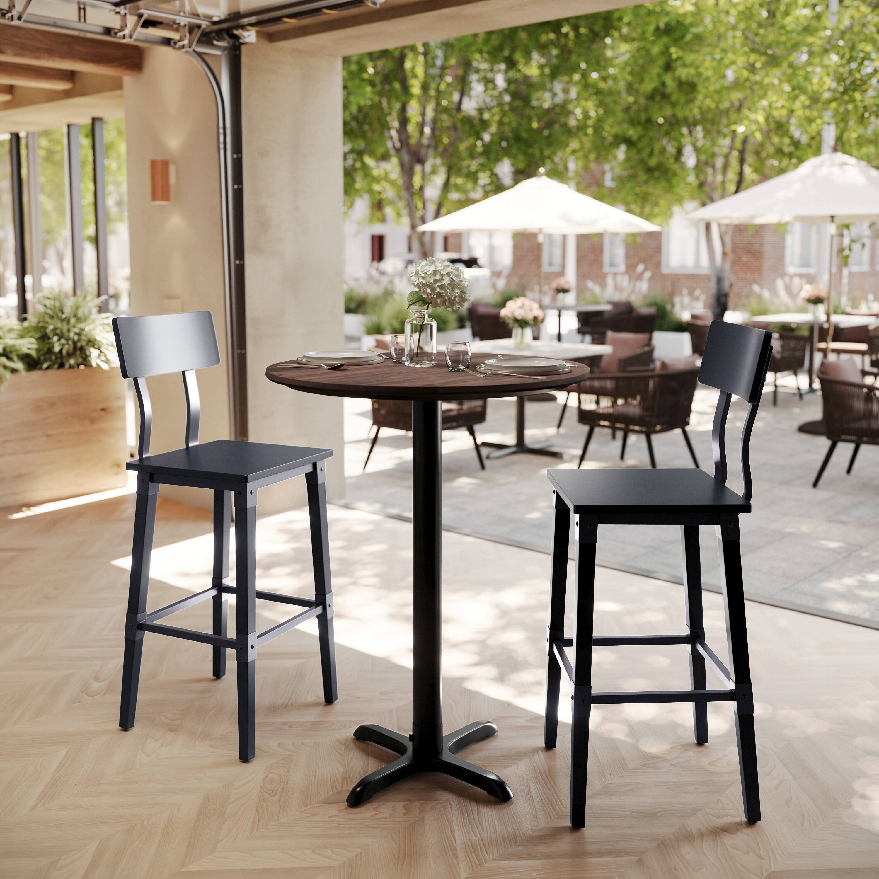 Alt View 1. Emma + Oliver - PureShield Tabletop with Seam-Free Surface Innovation and Bar Height Base - Dark Brown/Black Base.