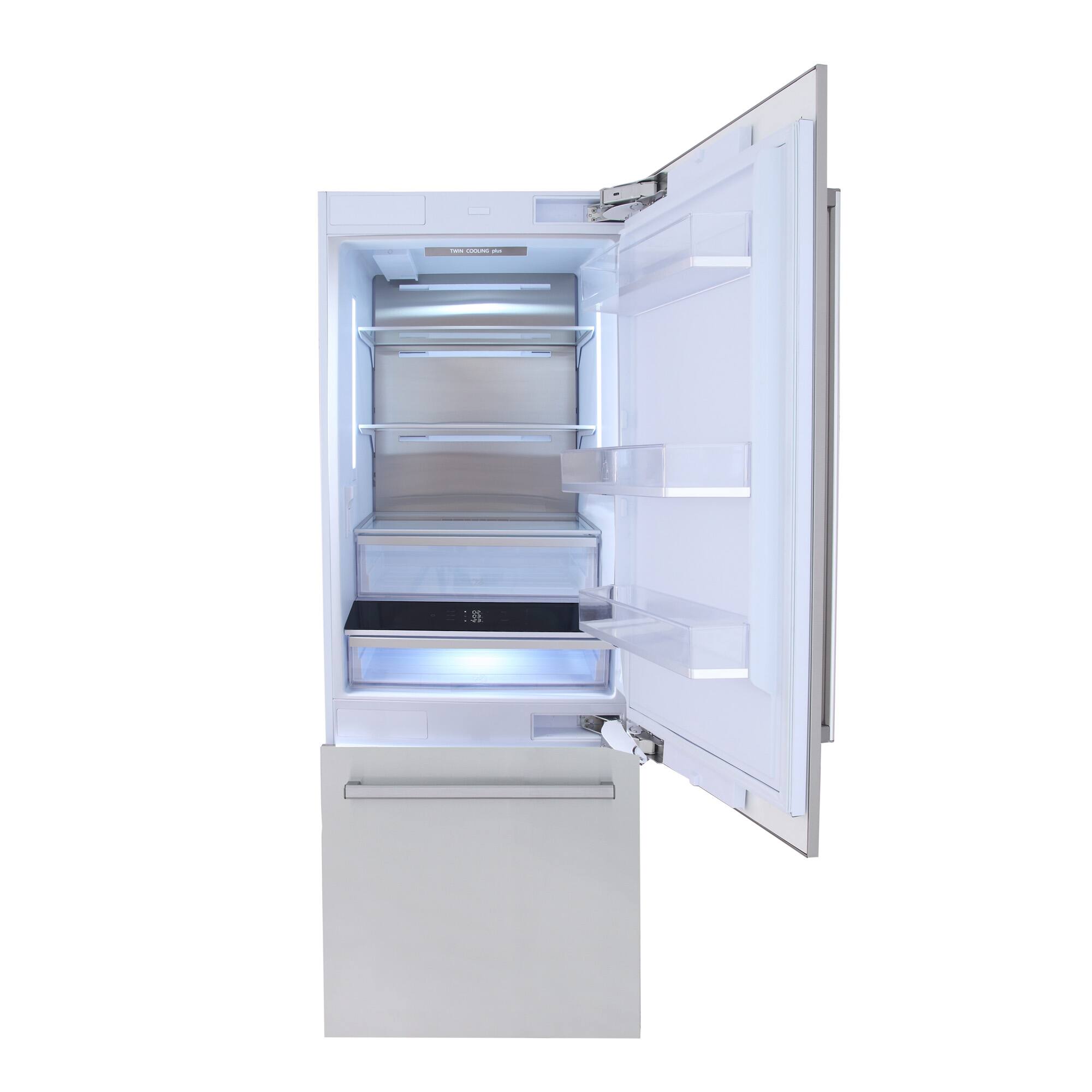 Back. Kucht - 30 in. Width 16 cu. ft. Built-In Bottom Freezer Refrigerator in Custom Panel Ready, Counter Depth - Panel Ready.