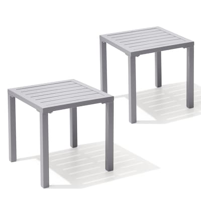 Alt View 9. Crestlive Products - Crestlive Products 2pc 16in Aluminum Patio Side Square Outdoor End Table - Gray.