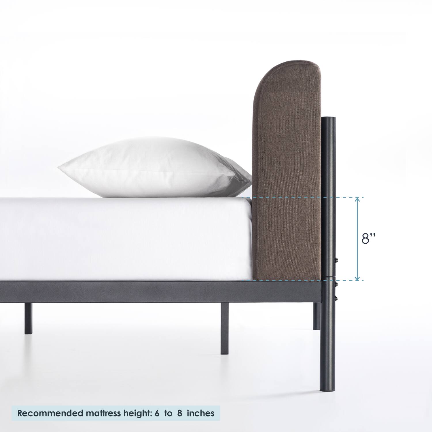 Recommended mattress height: 6 to 8 inches