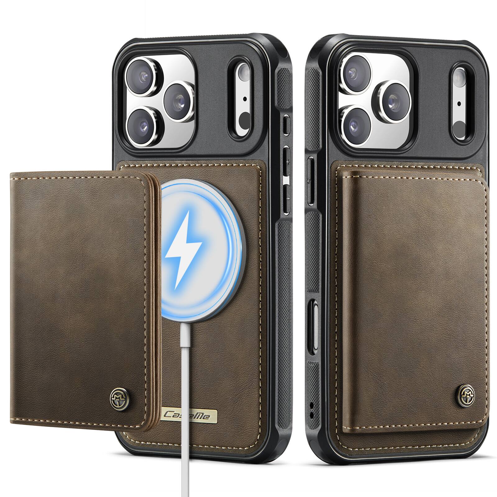Alt View 7. UUCOVER - Magnetic Detachable PU Leather Wallet Case for Apple iPhone 18 Pro Max with RFID Blocking Card Slots, Flip Stand Cover - Coffee.