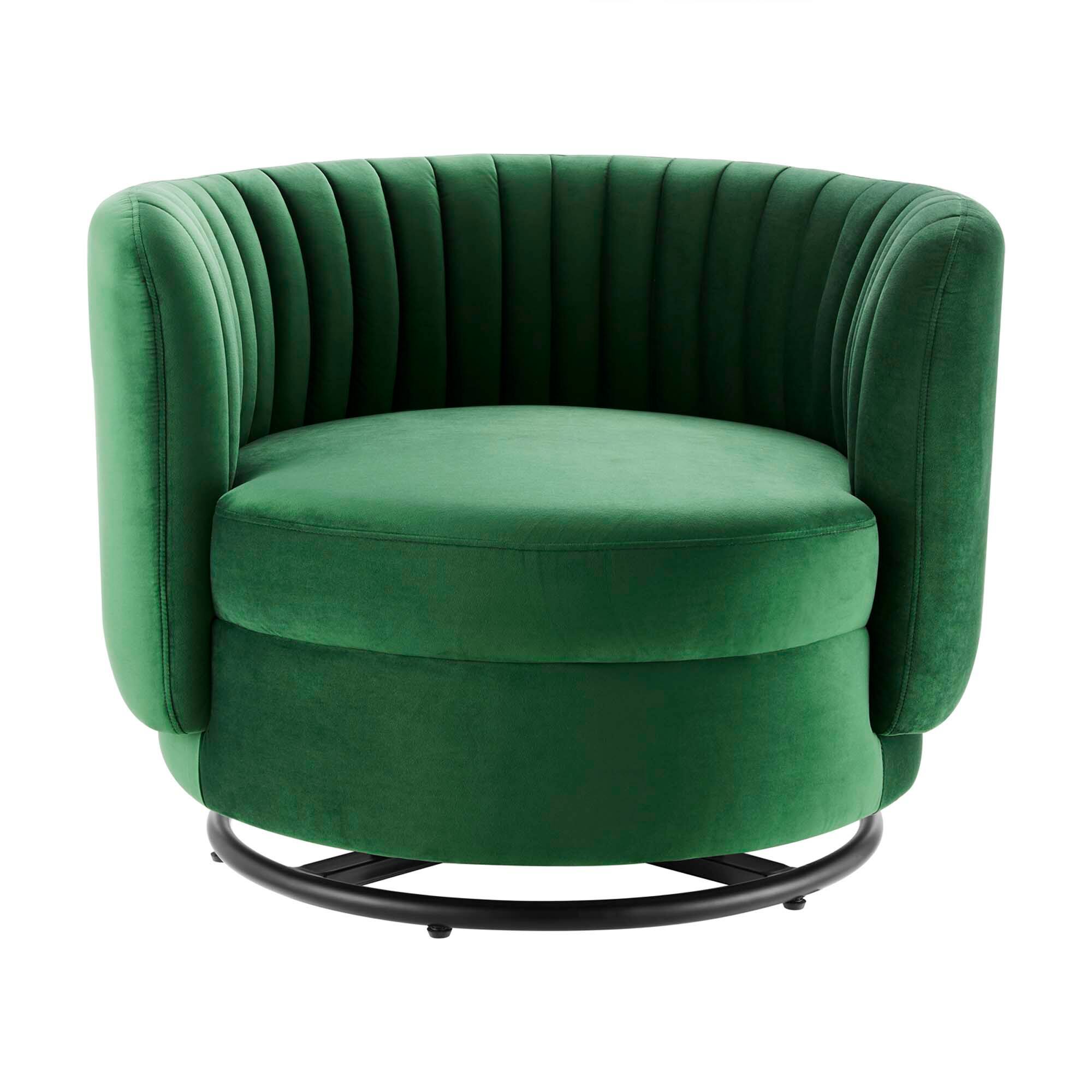 Alt View 2. Modway - Embrace Tufted Performance Velvet Swivel Chair by Modway - Black Emerald.