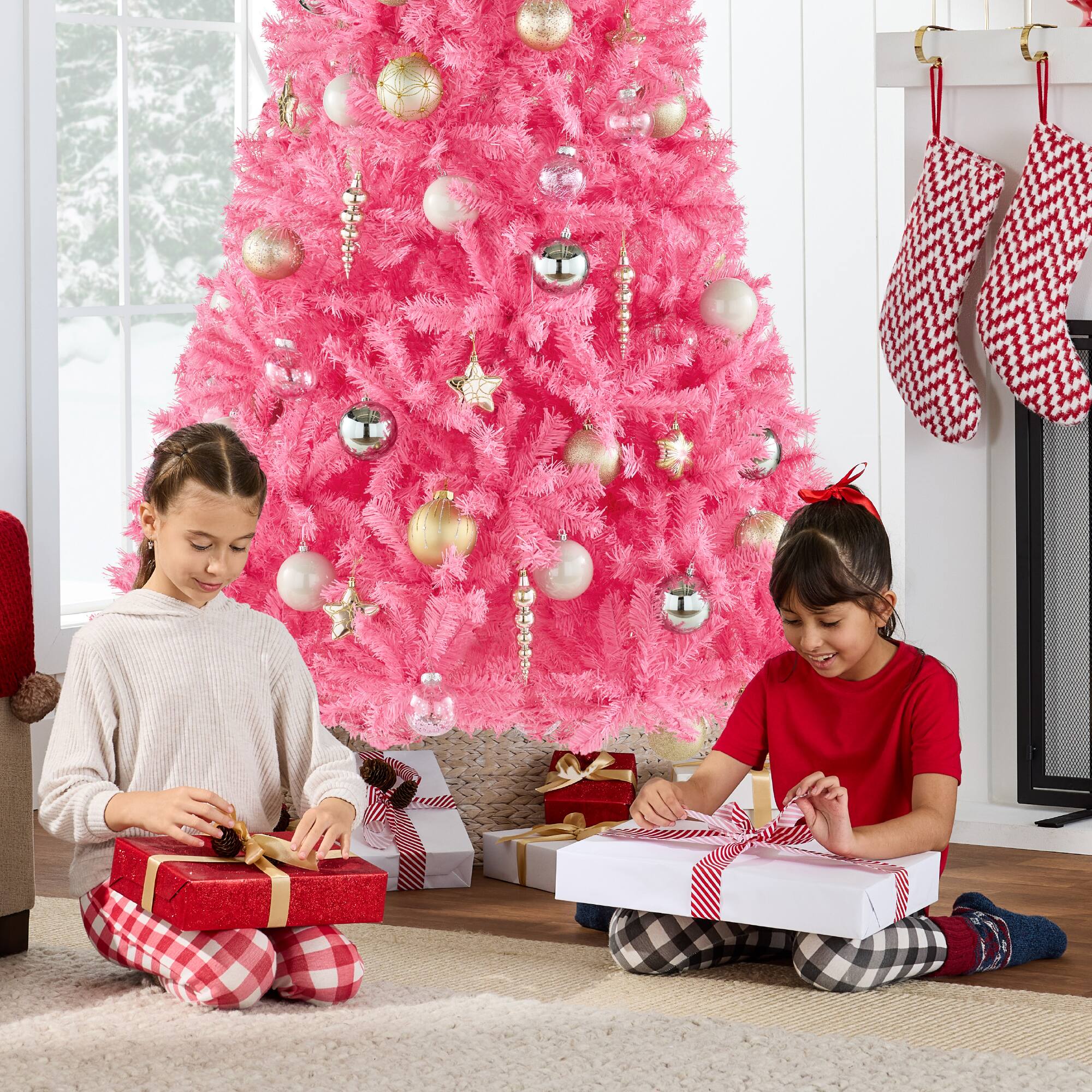 Alt View 5. Best Choice Products - Best Choice Products Artificial Christmas Tree, 9ft Premium Unlit Pine Design, Dense Branches  w/Easy Assembly - Pink - Pink.