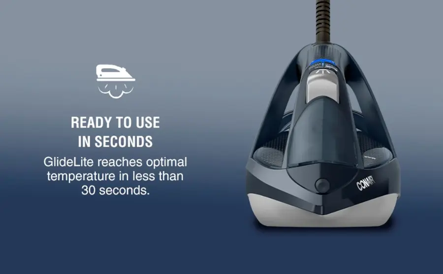 The text on the image reads: "Ready to use in seconds. GlideLite reaches optimal temperature in less than 30 seconds."