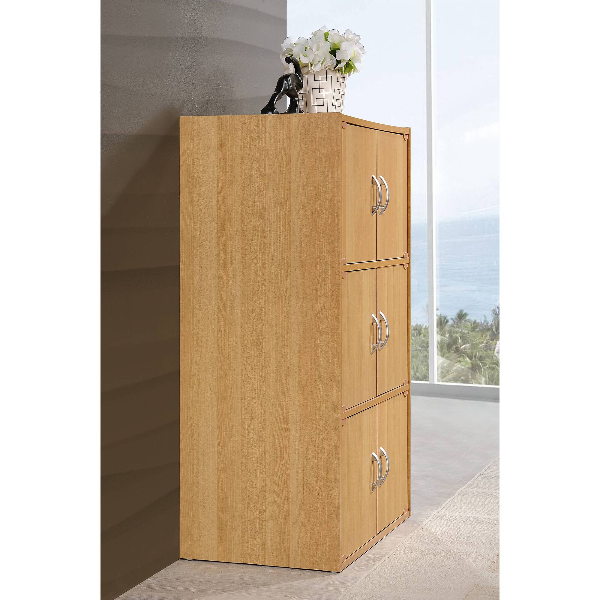 Alt View 2. Hodedah - Hodedah 6 Door Enclosed Multipurpose Storage Cabinet for Home and Office, Beech - Beech.