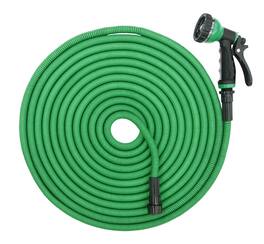 iLIVING - 100 ft Expandable Garden Hose, Heavy Duty Strength, Extra Strong Connectors, 9-Function Spray Nozzle, Lightweight - Green and Black