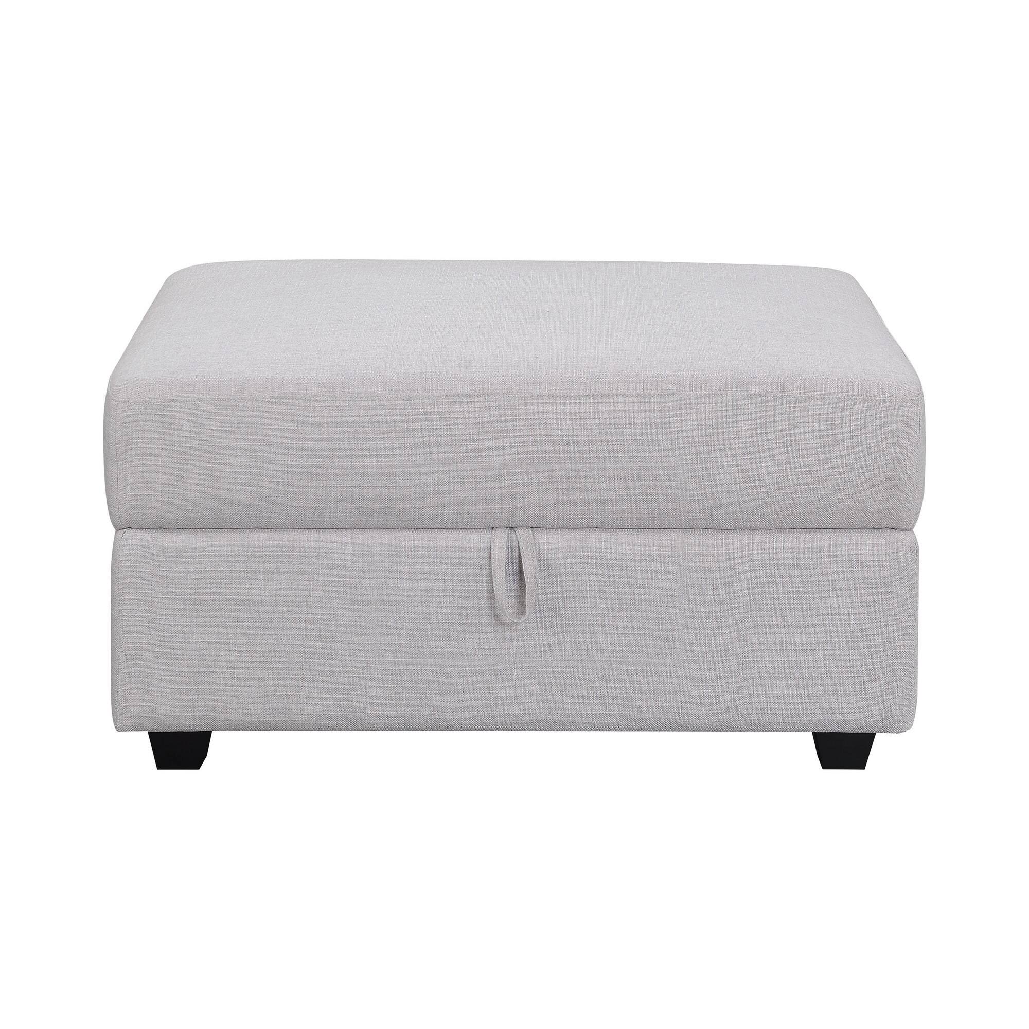 Alt View 1. Manhattan Lane - Storage Ottoman with Fabric Upholstery and Tapered Legs - Gray.