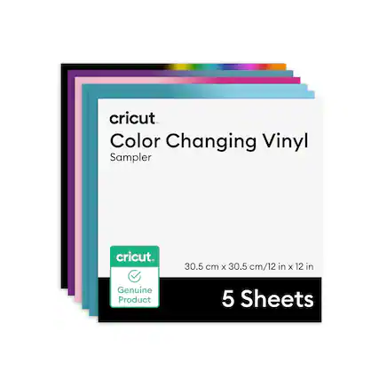 cricut Color Changing Vinyl Sampler
30.5 cm x 30.5 cm / 12 in x 12 in
Genuine Product
5 Sheets