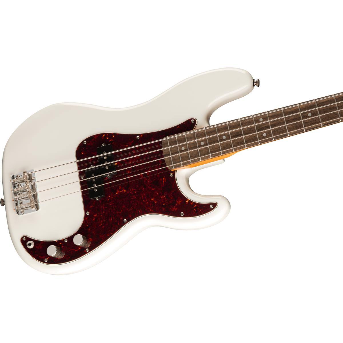 Alt View 4. Squier - Squier Classic Vibe '60s Precision Bass Electric Guitar, Indian Laurel Fingerboard, Olympic White.