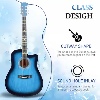 CLASS DESIGN
CUTWAY SHAPE
The Shape of the Guitar Allows you to reach higher on the fret
SOUND HOLE INLAY
Features an elegant design for a modern acoustic Look