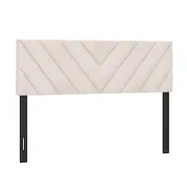 Gymax - Linen Fabric Upholstered Headboard Rectangular Headboard w/ Solid Wood Legs - Beige