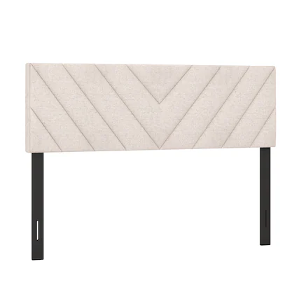 Front. Gymax - Gymax Linen Fabric Upholstered Headboard Rectangular Headboard w/ Solid Wood Legs - Beige.
