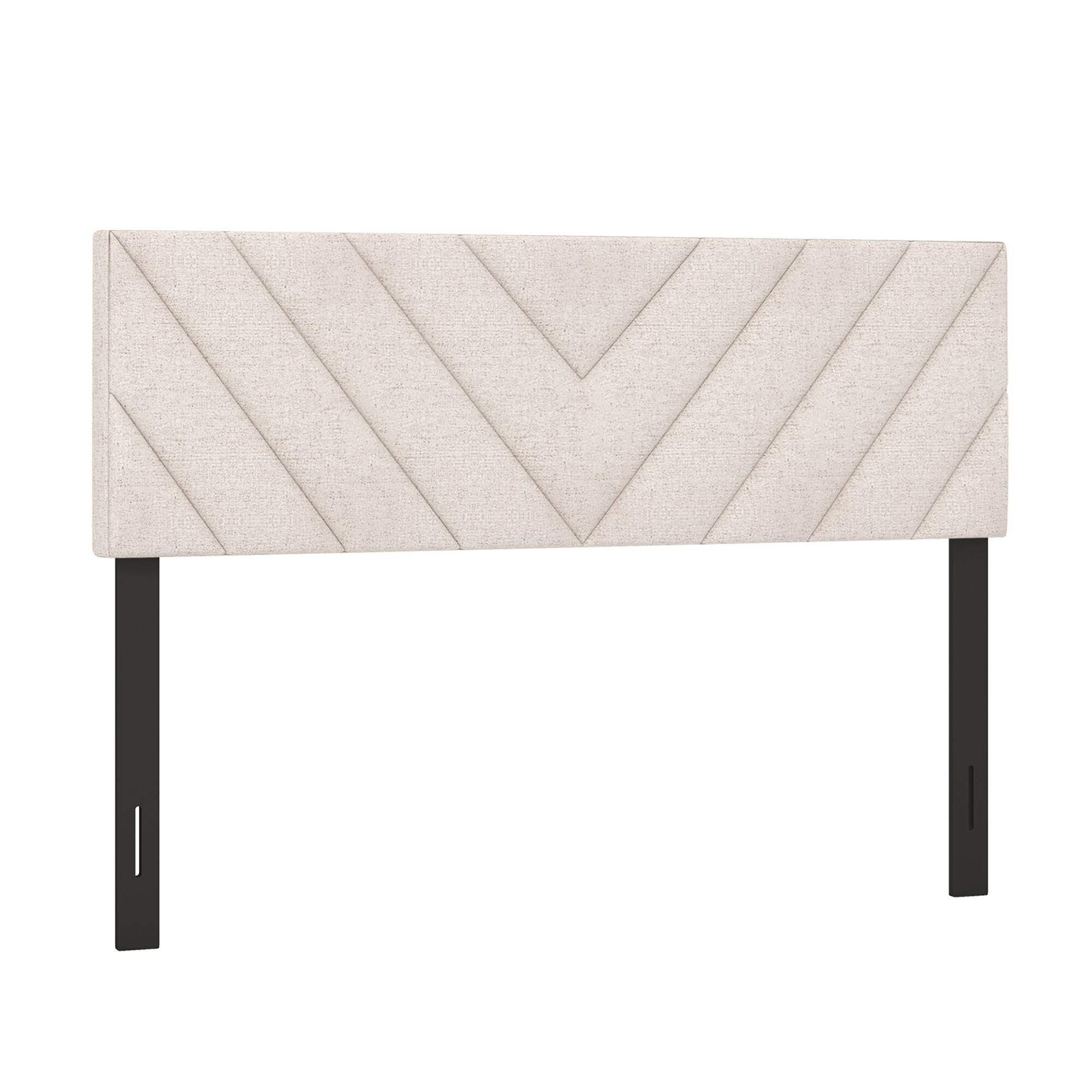 Front. Gymax - Gymax Linen Fabric Upholstered Headboard Rectangular Headboard w/ Solid Wood Legs - Beige.