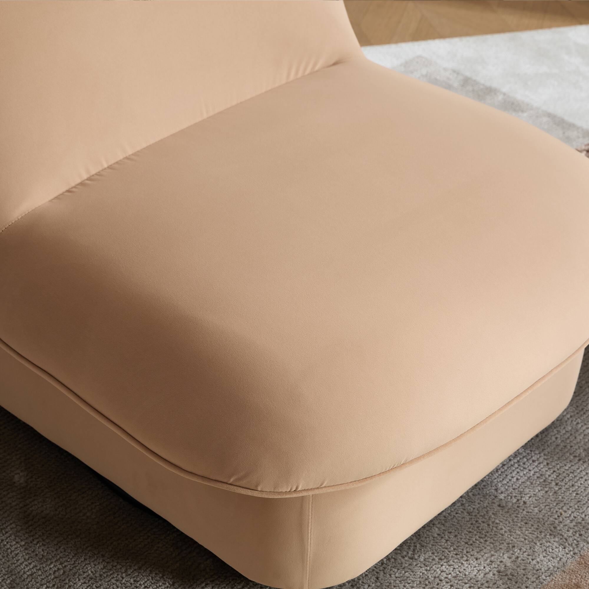 Alt View 8. GOODSILO - Pumpkin-Shaped Velvet Swivel Accent Chair with 360-Degree Rotation for Living Room, Bedroom, or Office - Khaki.