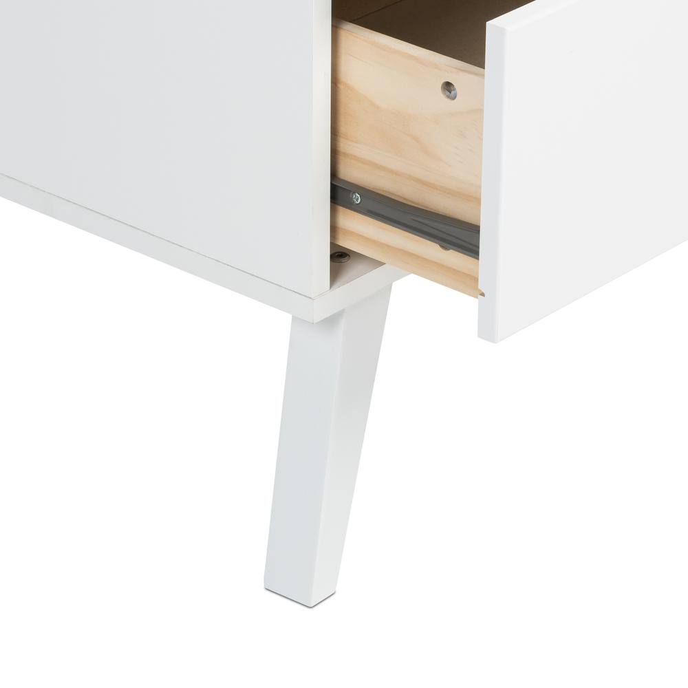 Back. Prepac - Milo Mid Century Modern  2-drawer Nightstand, White - White.