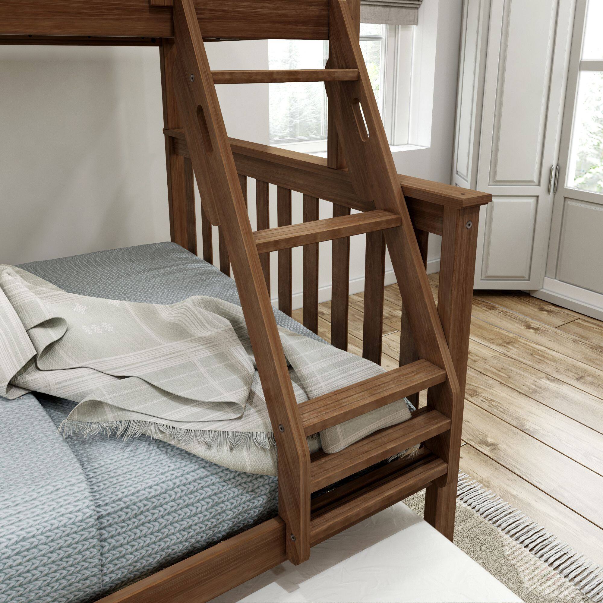 Alt View 3. Plank+Beam - Classic Twin over Full Bunk Bed Bed with Trundle, Walnut - Walnut.