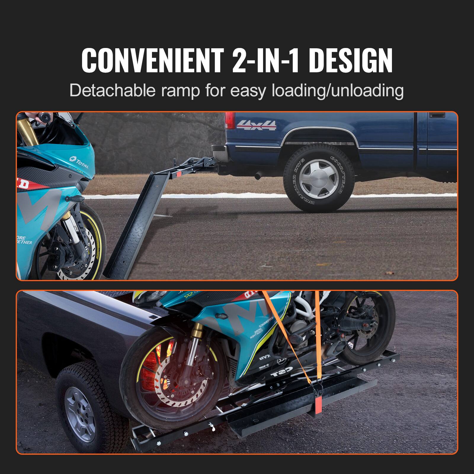 CONVENIENT 2-IN-1 DESIGN  
Detachable ramp for easy loading/unloading
