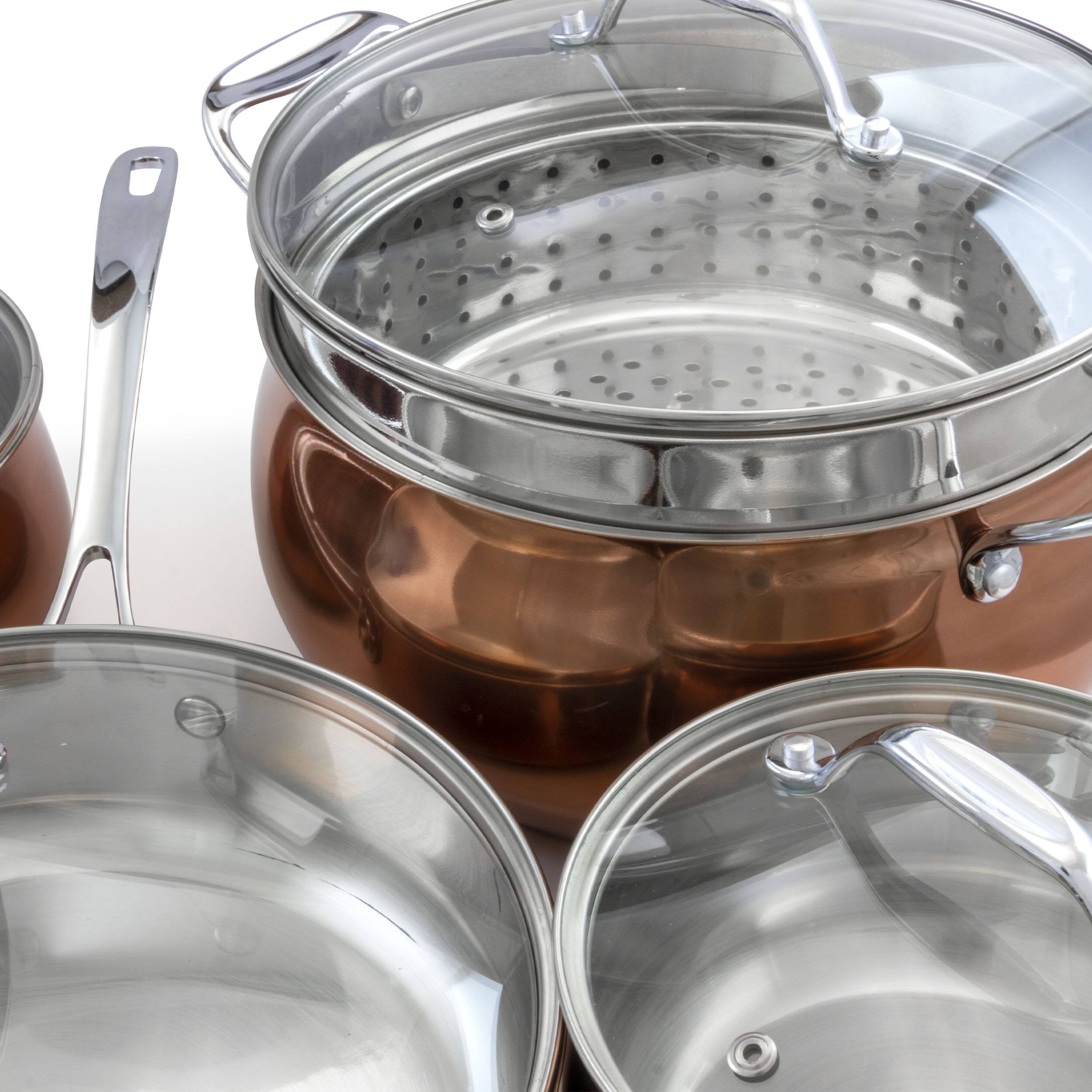 Alt View 2. Oster - Oster Carabello 9 Piece Stainless Steel Cookware Combo Set in Copper - Copper.