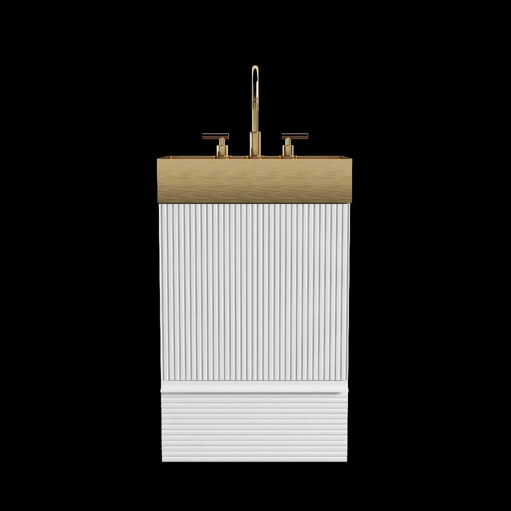 Alt View 3. Loheer - Loheer 20 inch white bathroom vanity with brushed gold metal sink freestanding bathroom cabinet - Matte White.
