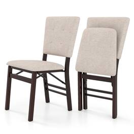 Gymax - Foldable Dining Chair Set of 2 w/Padded Seat & Tilt Backrest Rubber Wood Legs - Brown