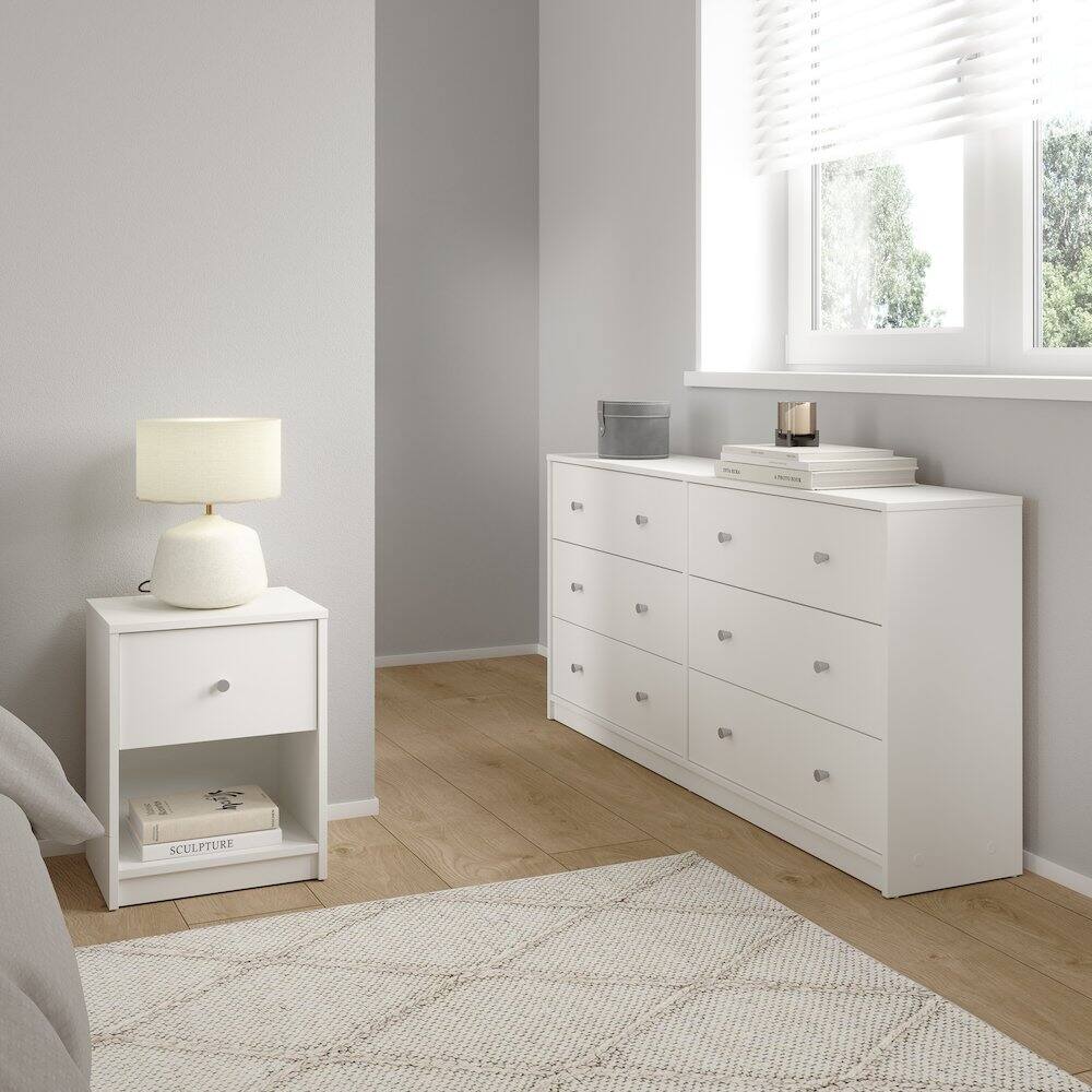 Alt View 2. Tvilum - 3-Piece Bedroom Set - 6 Drawer Double Dresser And Nightstand Set Of 2 - White.