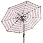 Front. Best Choice Products - Best Choice Products 10ft Solar LED Lighted Patio Umbrella w/ Tilt Adjustment, UV-Resistant Fabric - Burgundy - Striped Burgundy.