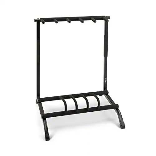 Alt View 5. On Stage Stands - On-Stage GS7561 Five-Space Foldable Multi-Guitar Rack (Storage and Display for 5 Acoustic, Electric, and Bass Guitars, - Black.