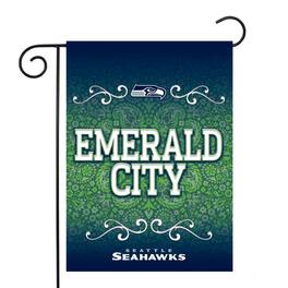 Rico Industries - Seahawks Football Seattle Emerald City 13x18 Double Sided Polyester Outdoor Garden Flag - Multi