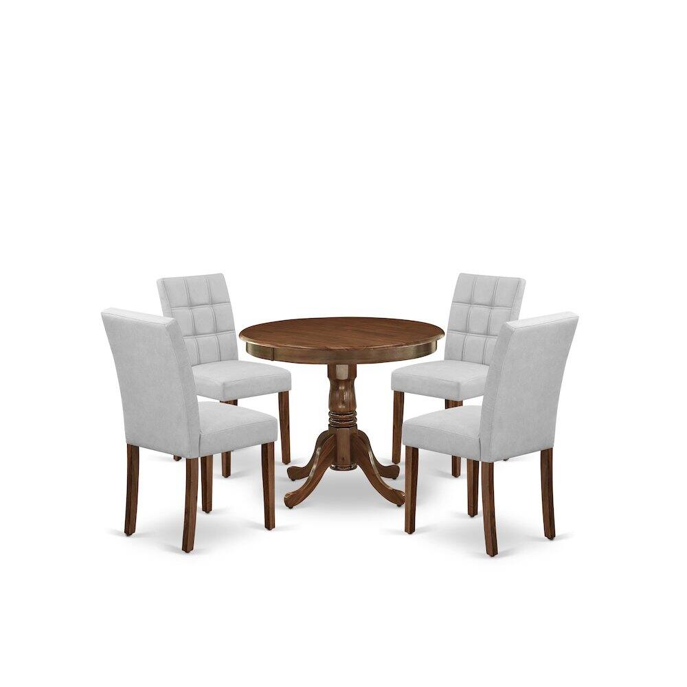 Angle. East West Furniture - 5 Piece Mid Century Dining Set - Brown.