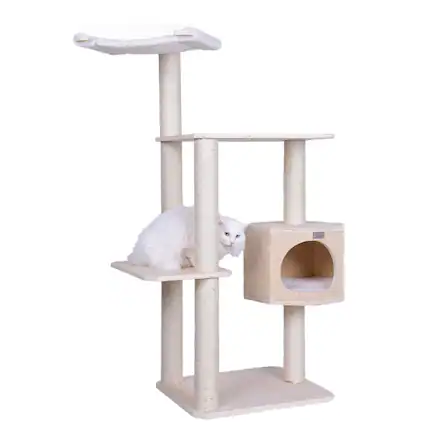 Front. Armarkat - Real Wood Premium Scots Pine 54Inch Cat Tree With Three Levels Perch Condo - Beige.