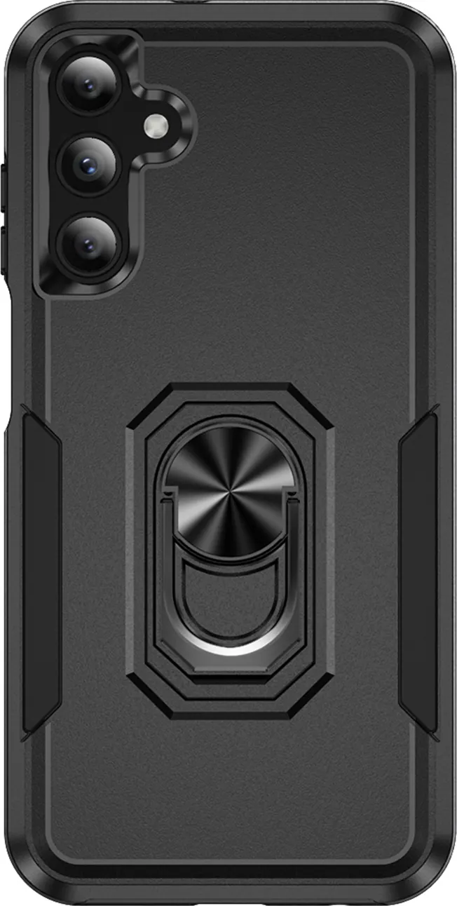 Front. SaharaCase - ArmorPro Kickstand Case for Samsung Galaxy A15 5G - Black.