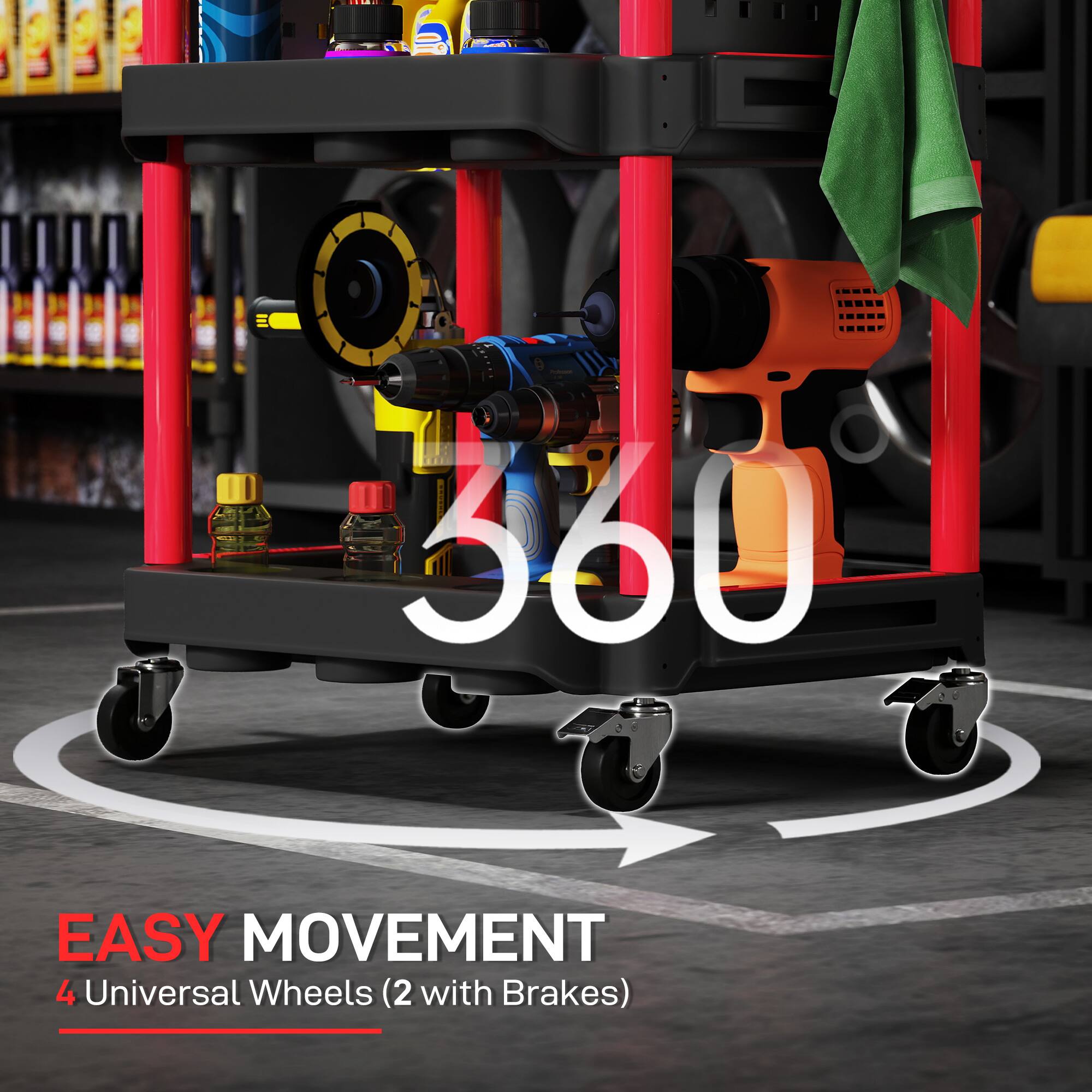 360 EASY MOVEMENT 4 Universal Wheels (2 with Brakes)